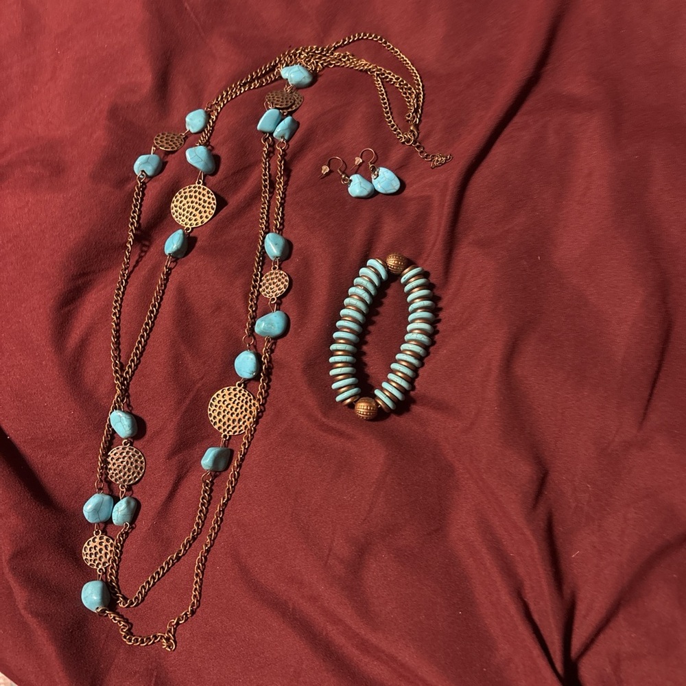 Turquoise and Copper Jewelry Set